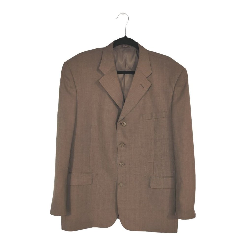 Zandello men's jacket 44R Light Brown brown/Beige  Sports Coat Blazer 4 Button